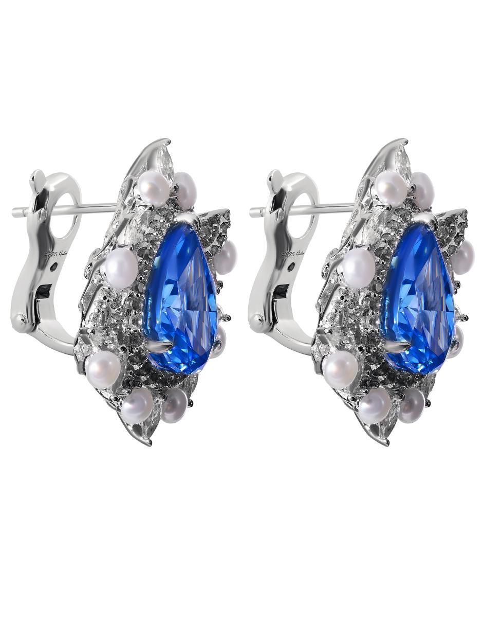 Broqueles de gota de plata P925 con acabado pavé topacio 2