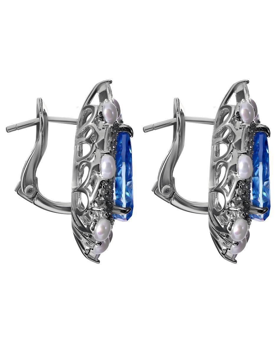 Broqueles de gota de plata P925 con acabado pavé topacio 3