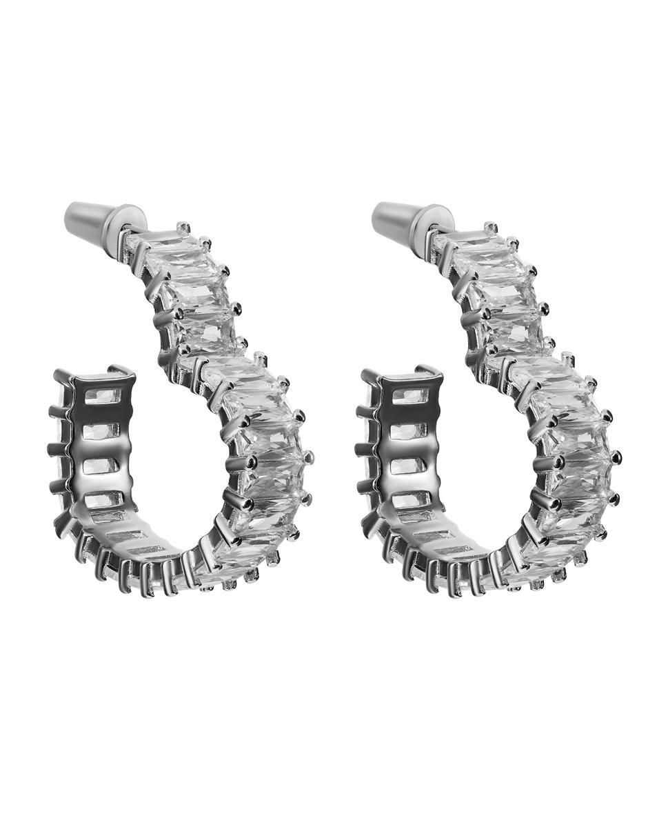 Aretes cortos de corazón de plata P925 con acabado brillante zirconia 2