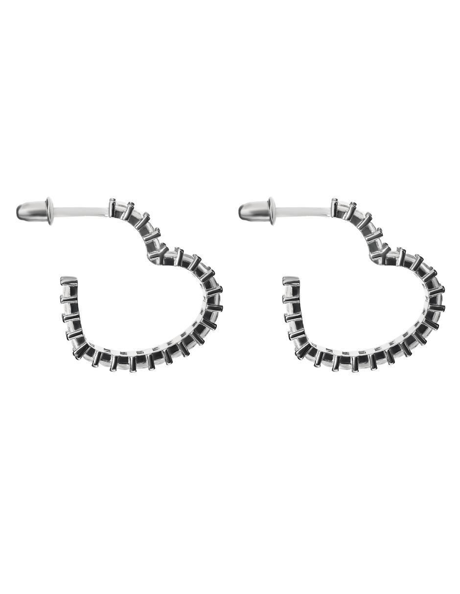 Aretes cortos de corazón de plata P925 con acabado brillante zirconia 3