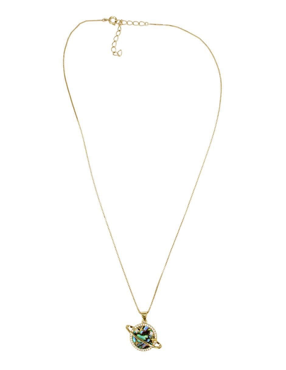 Collar con dije de saturno de oro laminado 10 K 11
