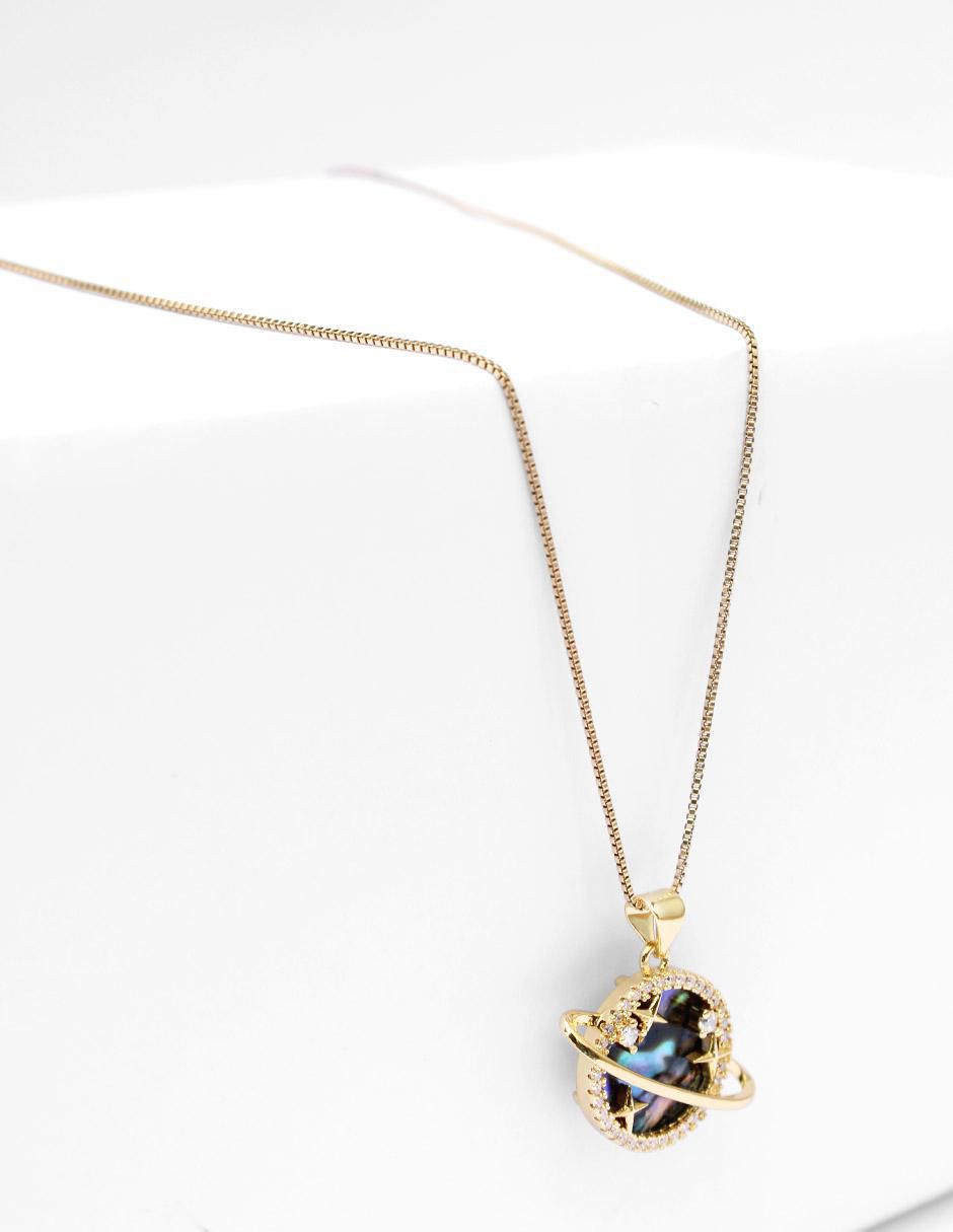 Collar con dije de saturno de oro laminado 10 K 6