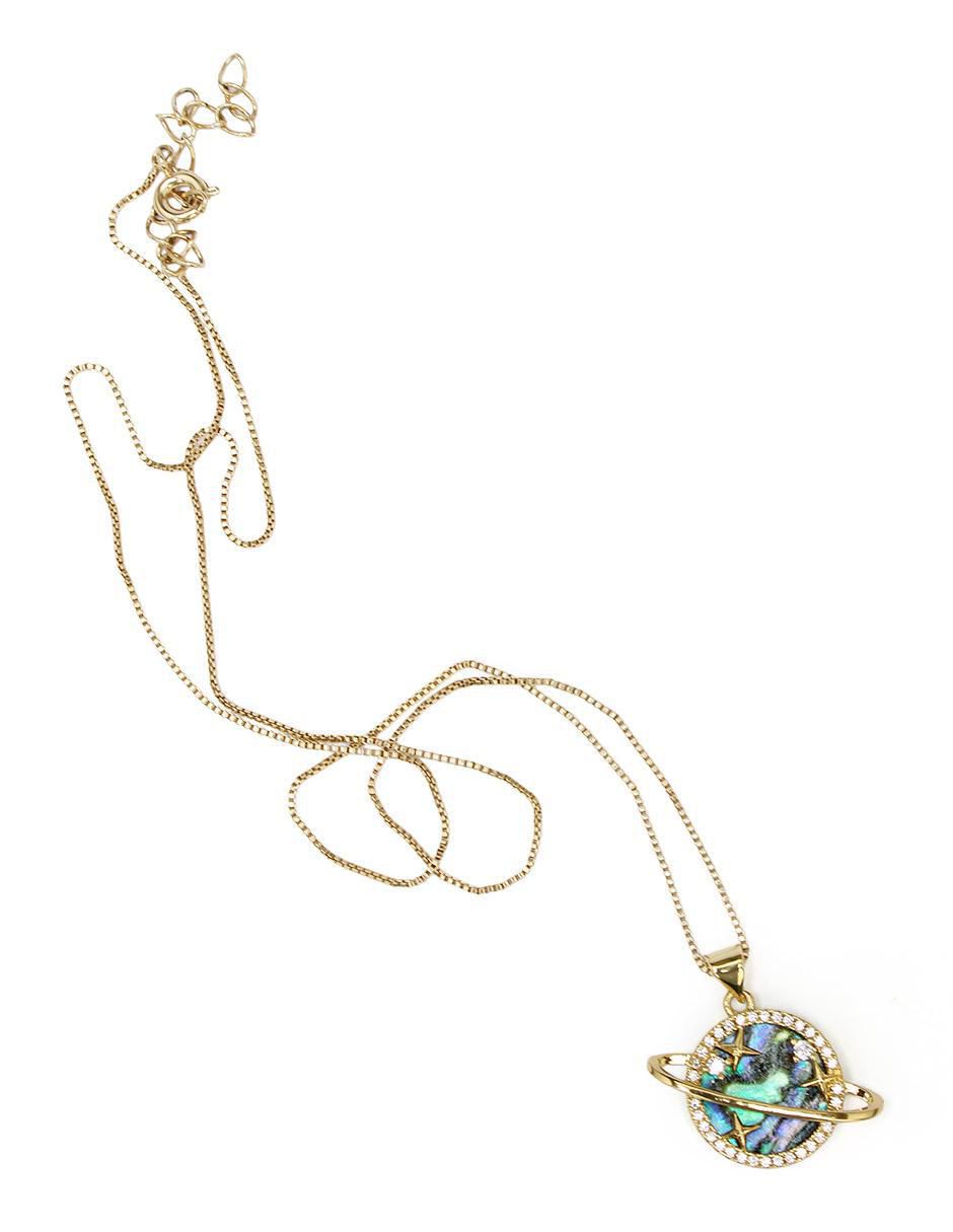 Collar con dije de saturno de oro laminado 10 K 9