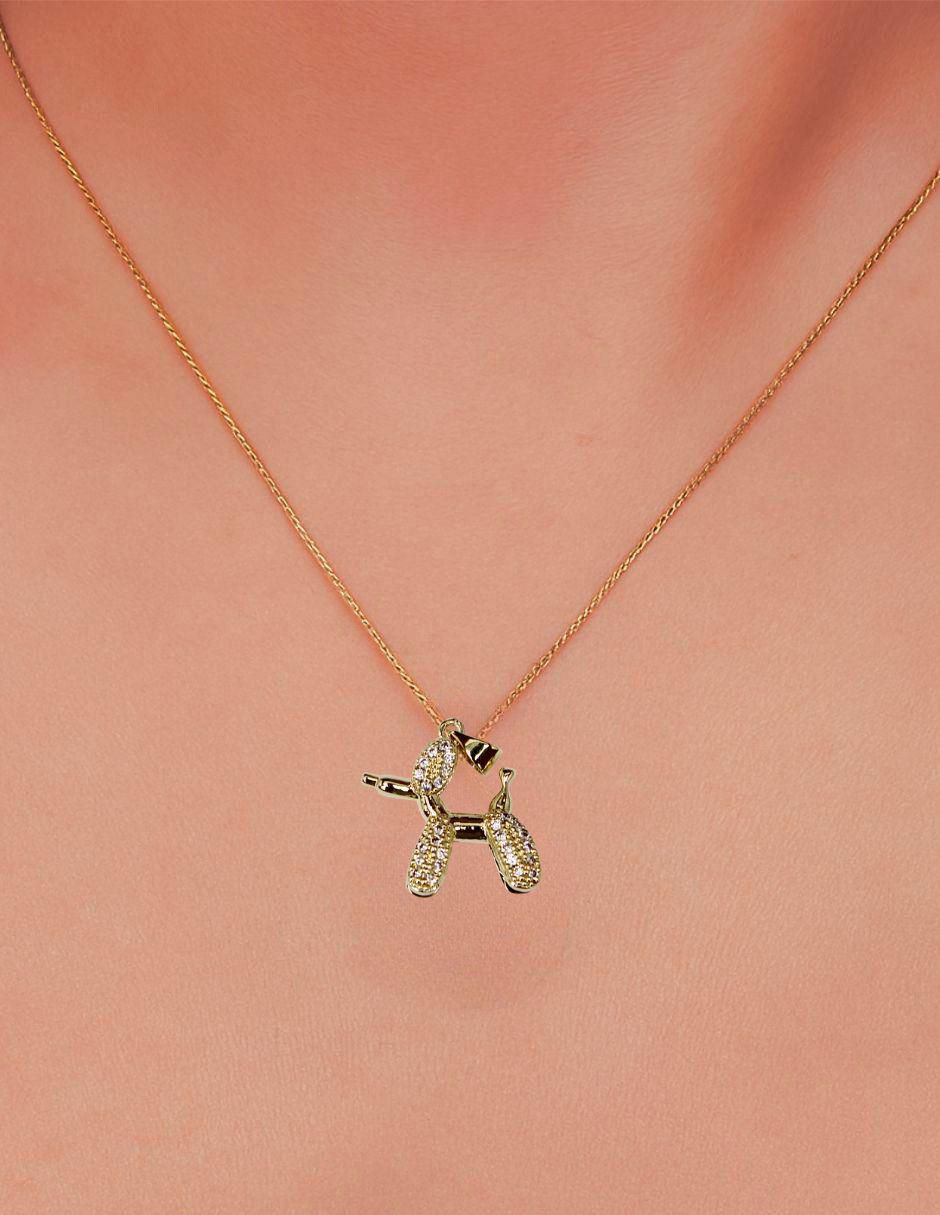 Collar con dije de perro de oro laminado 10 K 8
