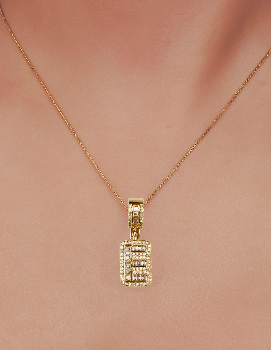 Collar con dije de letra e de oro laminado 10 K 2