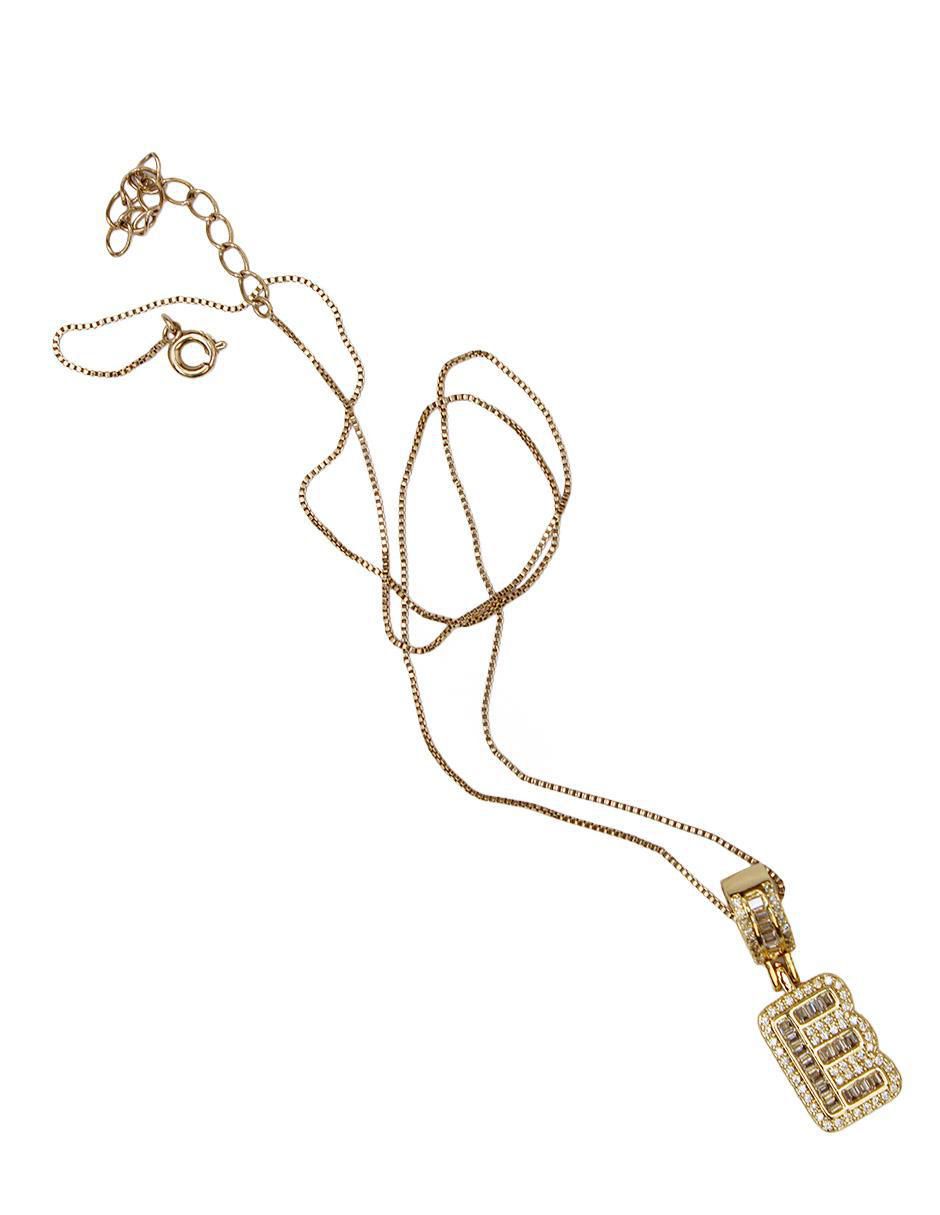 Collar con dije de letra e de oro laminado 10 K 4