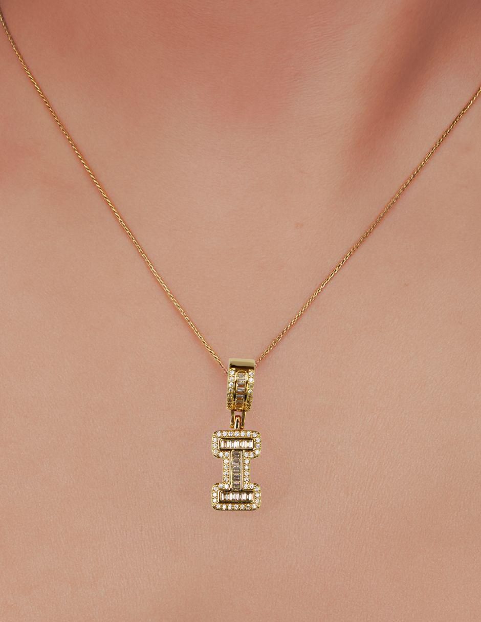 Collar con dije de letra i de oro laminado 10 K 2