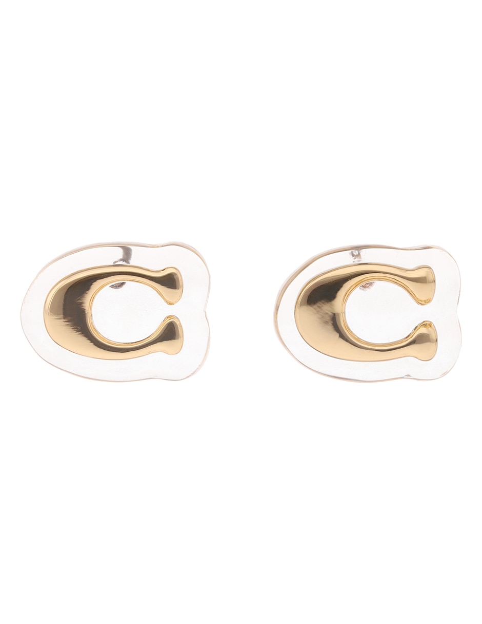 Aretes de letra c con acabado brillante