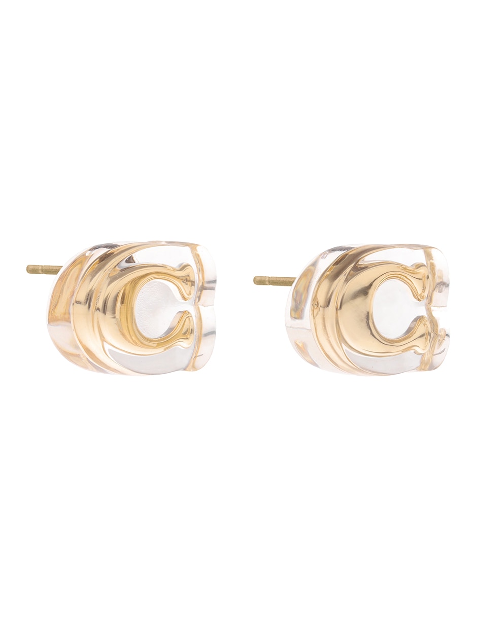 Aretes de letra c con acabado brillante 2