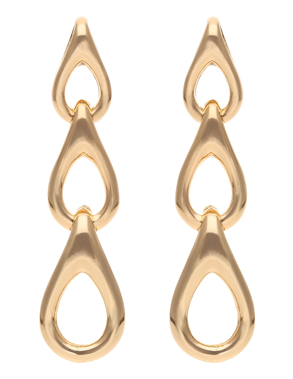 Aretes largos Leo's Links con acabado brillante