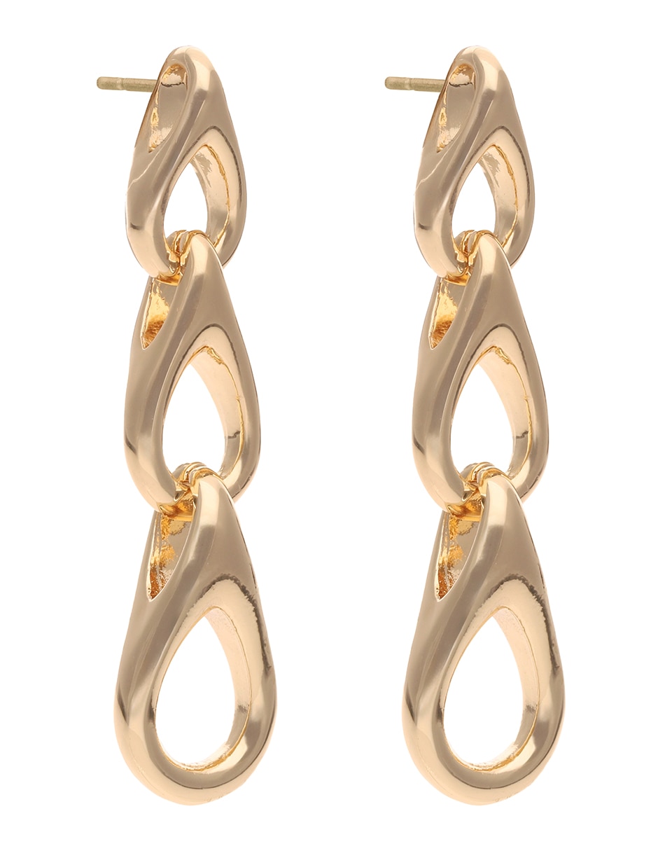 Aretes largos Leo's Links con acabado brillante 2