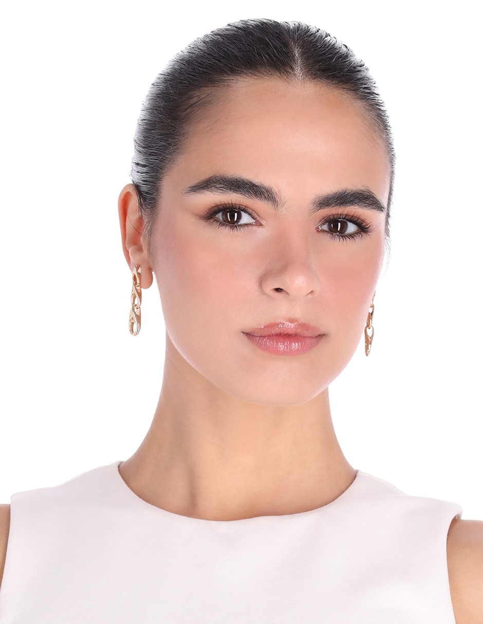 Aretes largos Leo's Links con acabado brillante 3