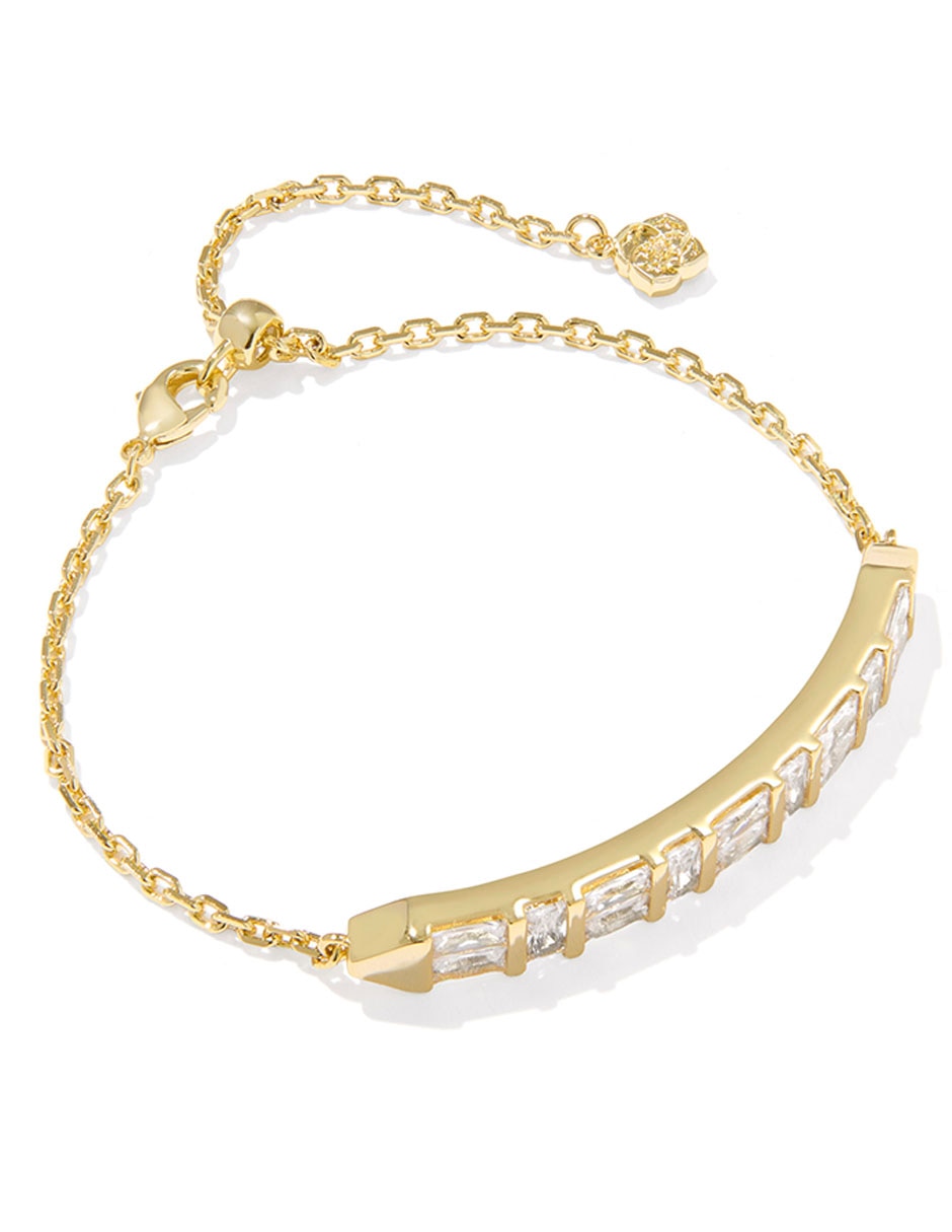 Pulsera con cristal con acabado baño de oro 14 K