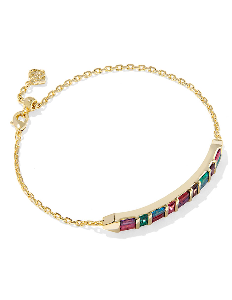 Pulsera con cristal con acabado baño de oro 14 K