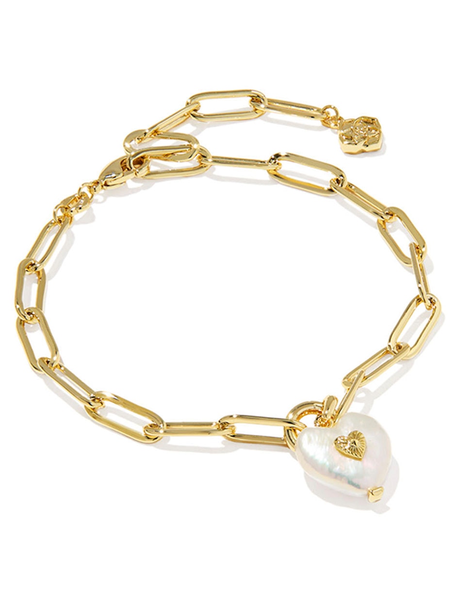 Pulsera con perla cultivada 14 K con acabado baño de oro