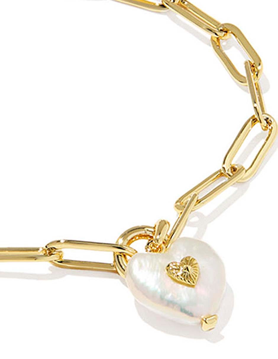 Pulsera con perla cultivada 14 K con acabado baño de oro 2