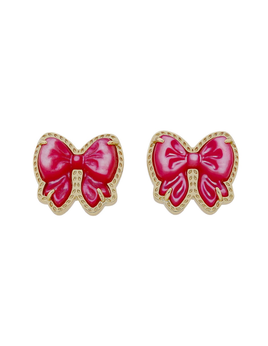 Aretes cortos de moño con acabado brillante zirconia Aretes cortos de moño con acabado brillante zirconia