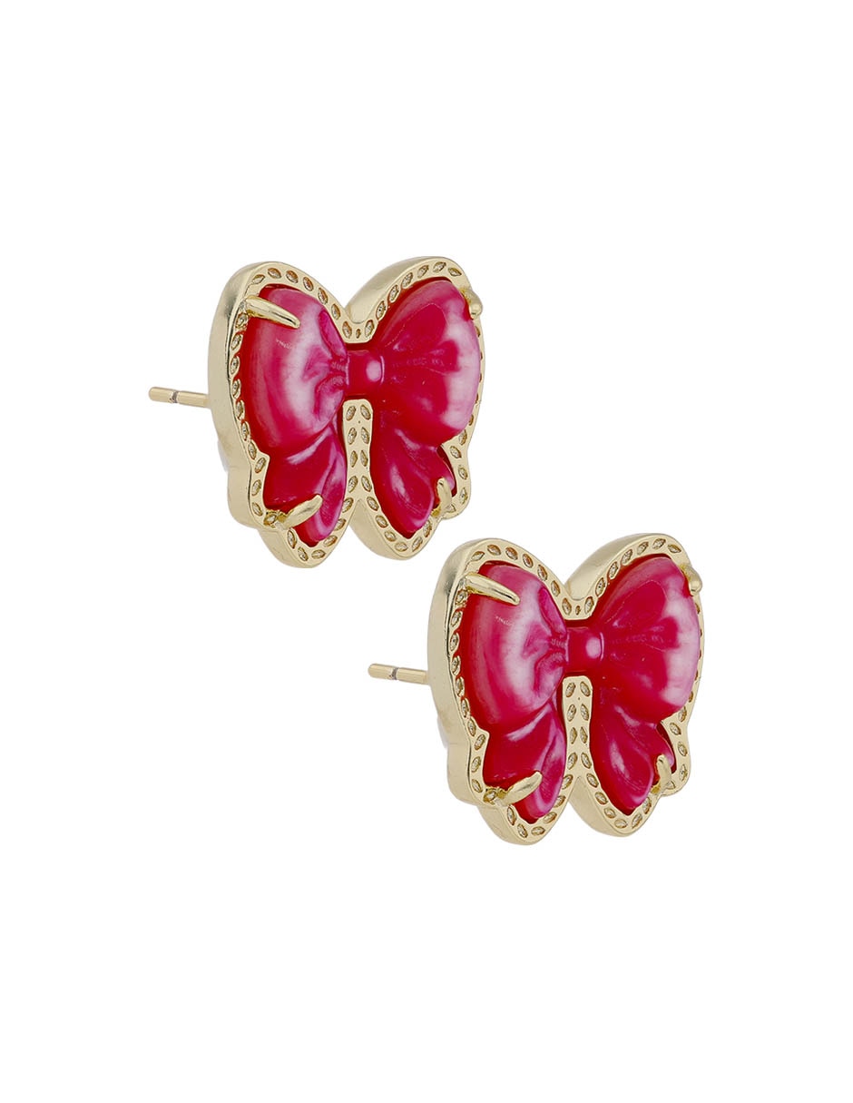 Aretes cortos de moño con acabado brillante zirconia 2