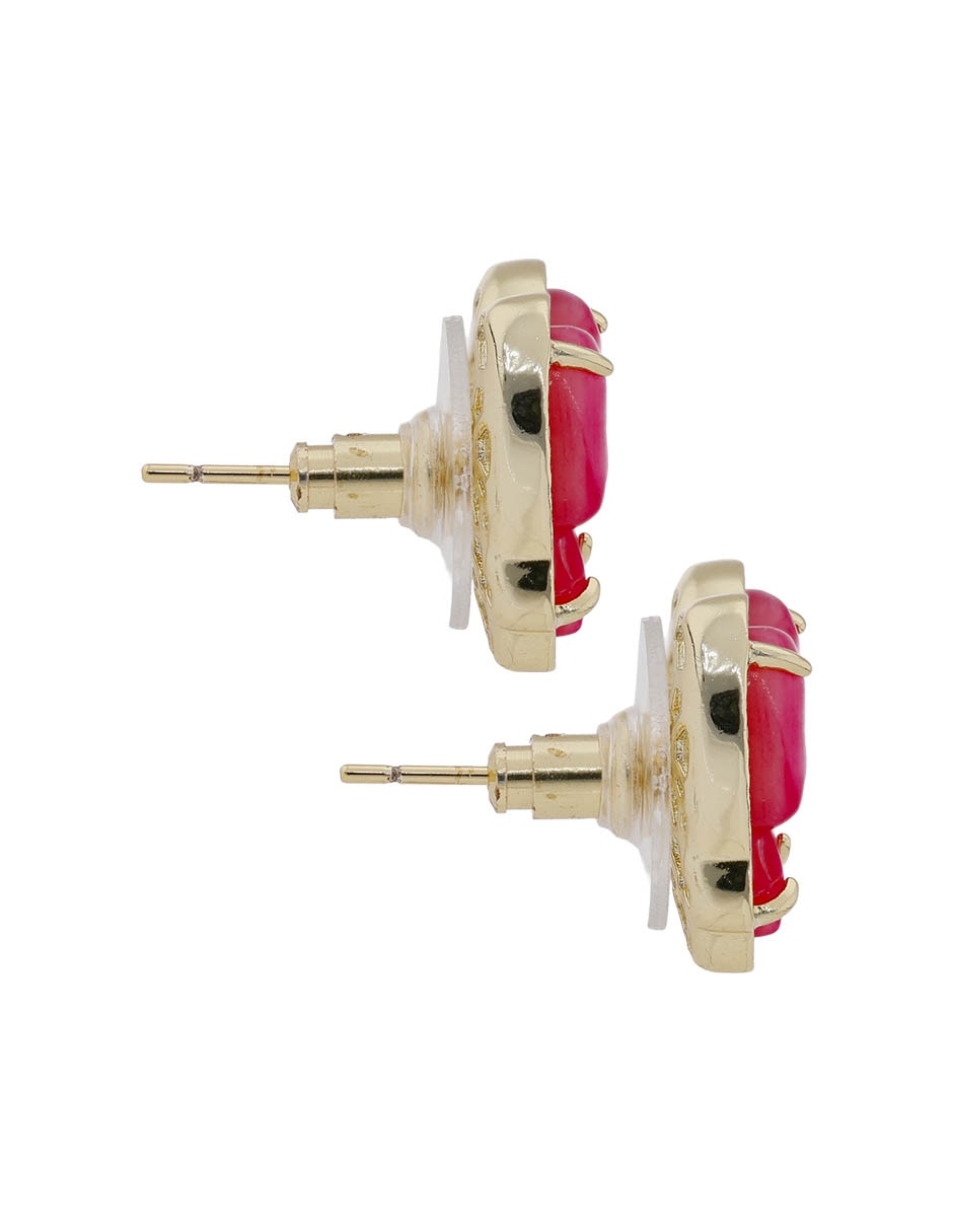 Aretes cortos de moño con acabado brillante zirconia 3