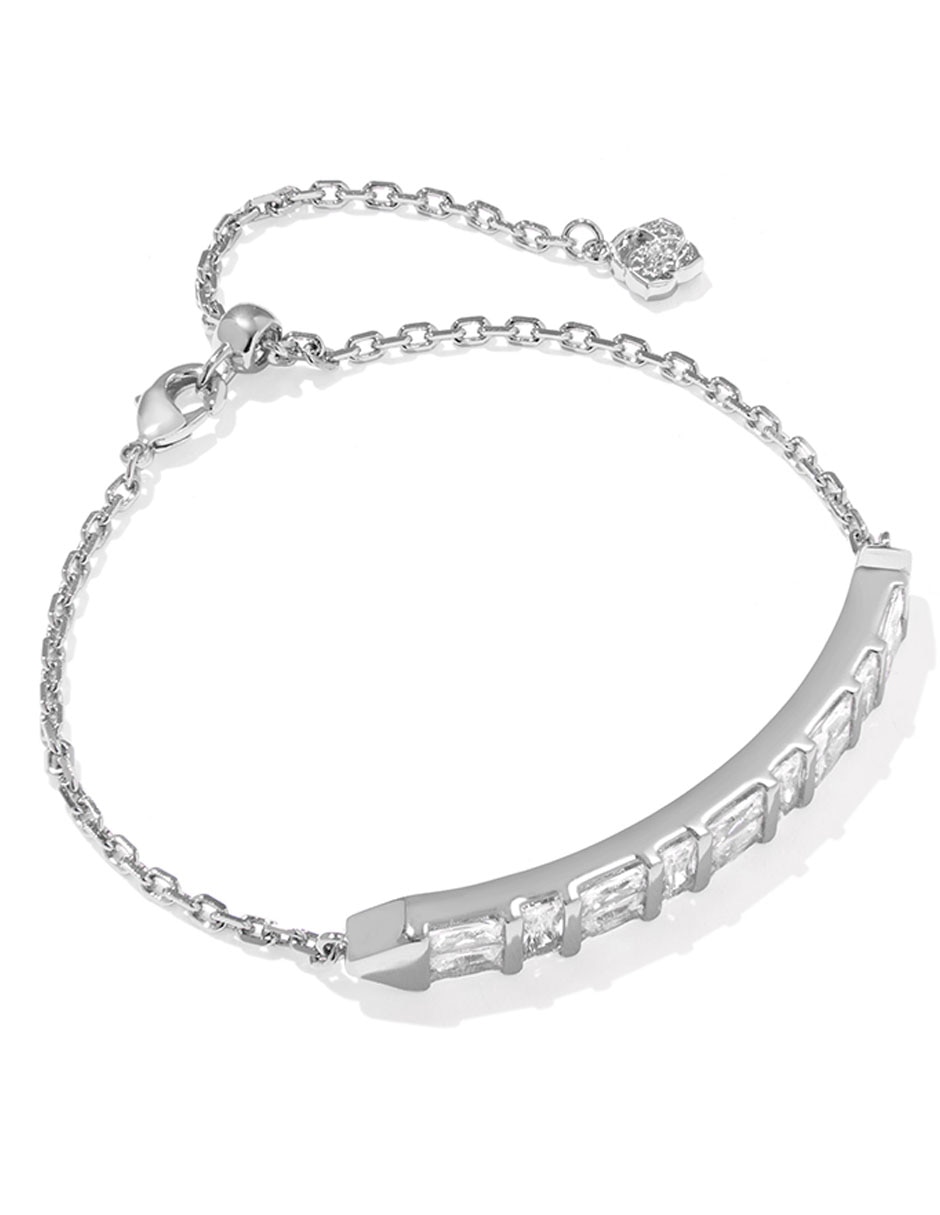 Pulsera con cristal con acabado baño rodio