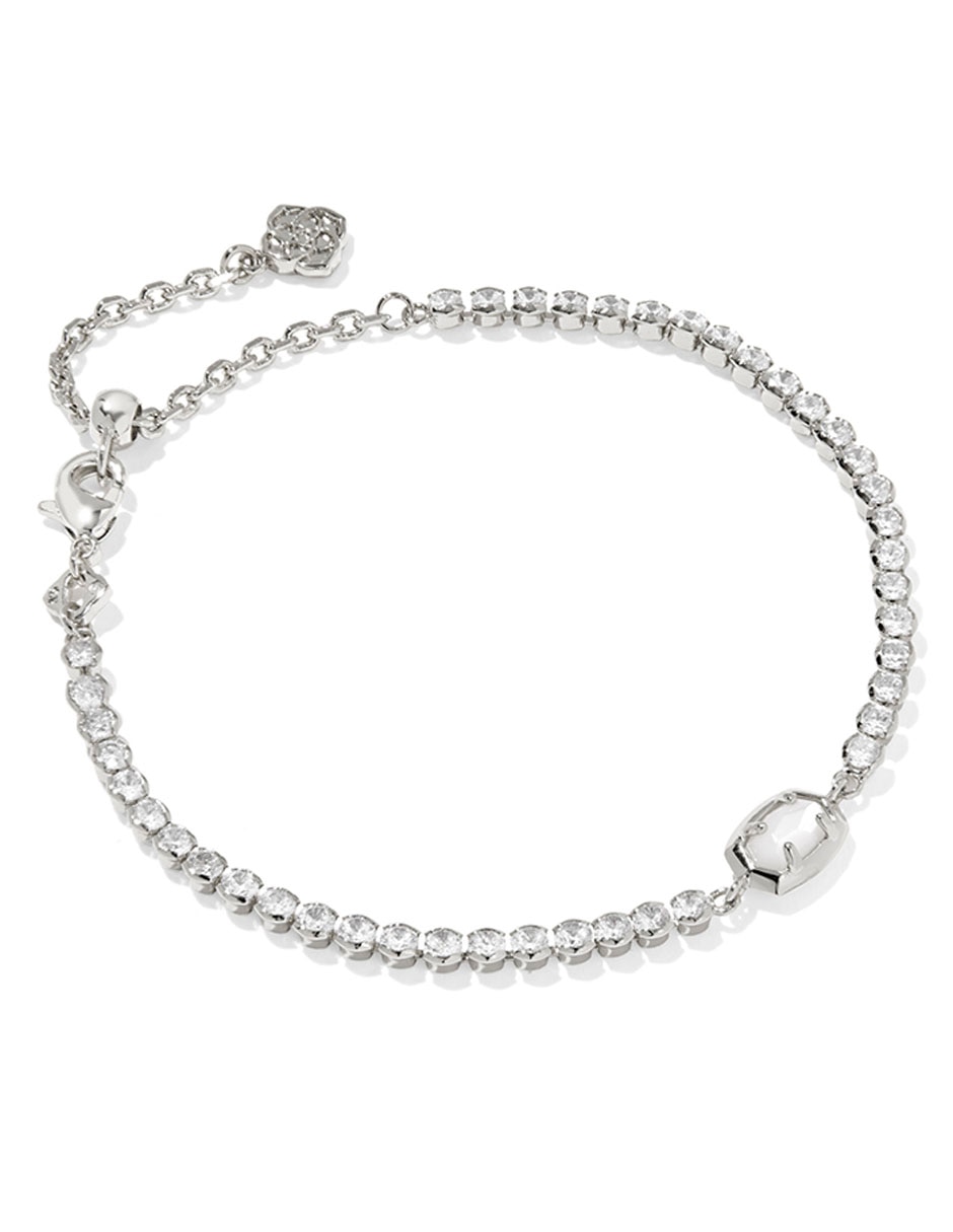 Pulsera con madre perla 14 K con acabado baño rodio