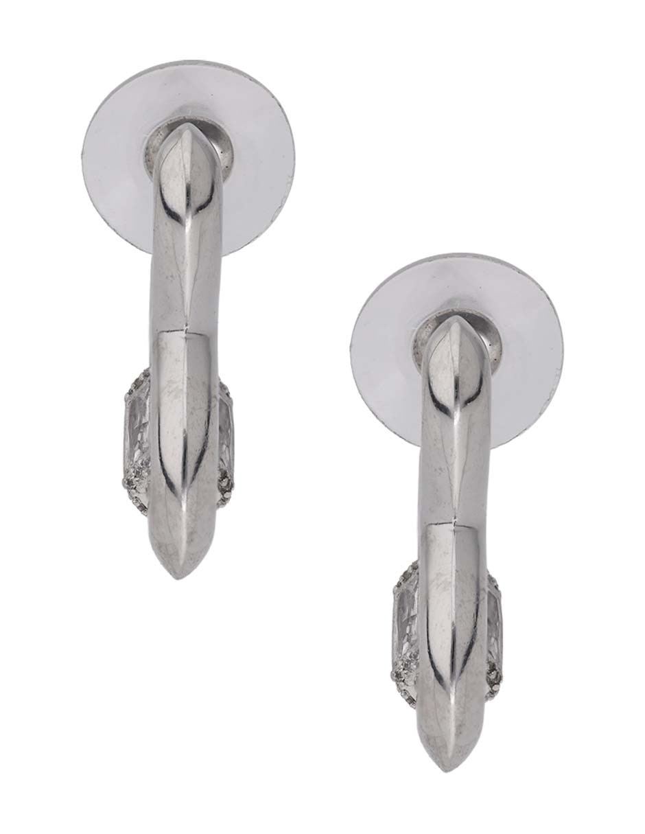 Arracadas de corazón 14 K con acabado baño de rodio zirconia 3