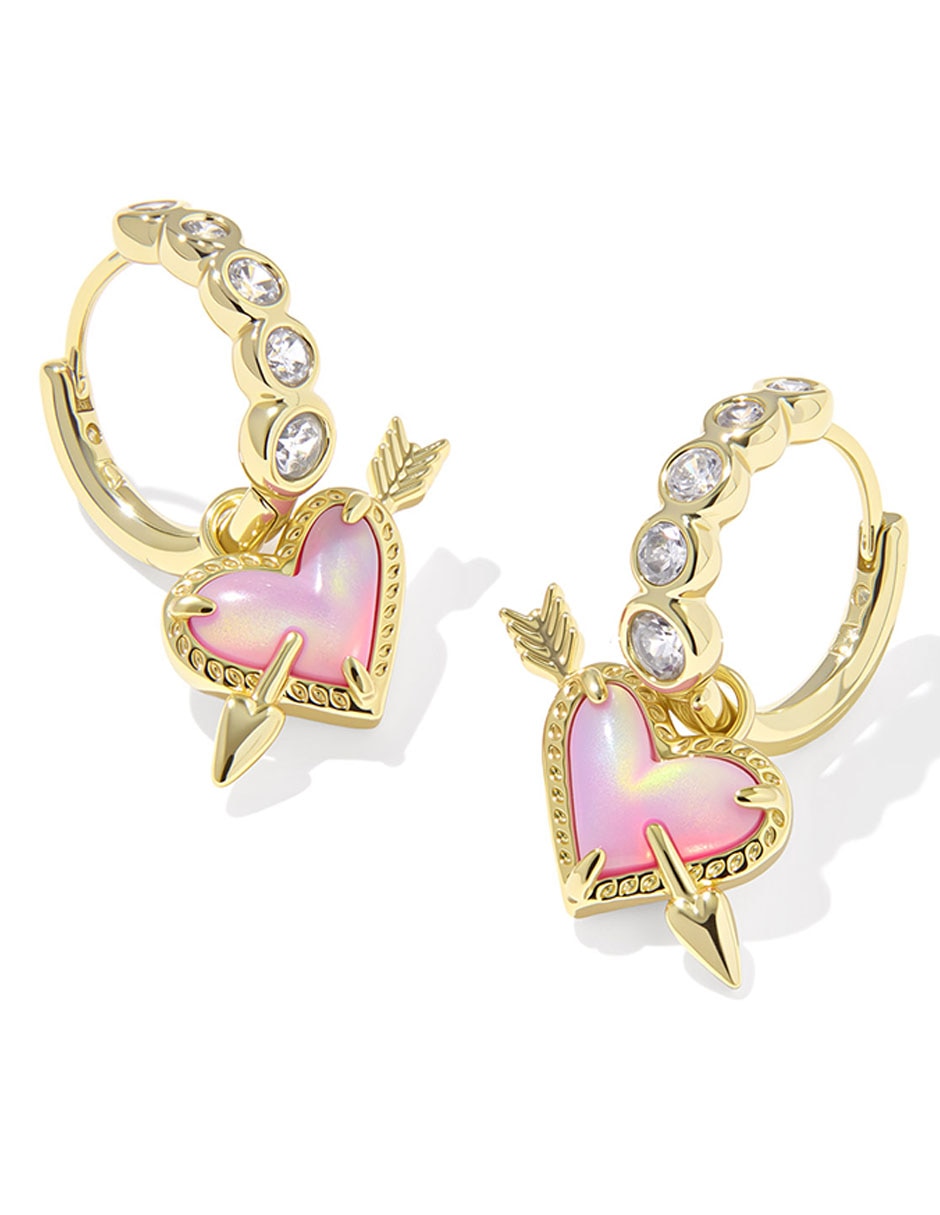 Aretes de aro de flecha Ari con acabado baño de oro 14 K ópalo