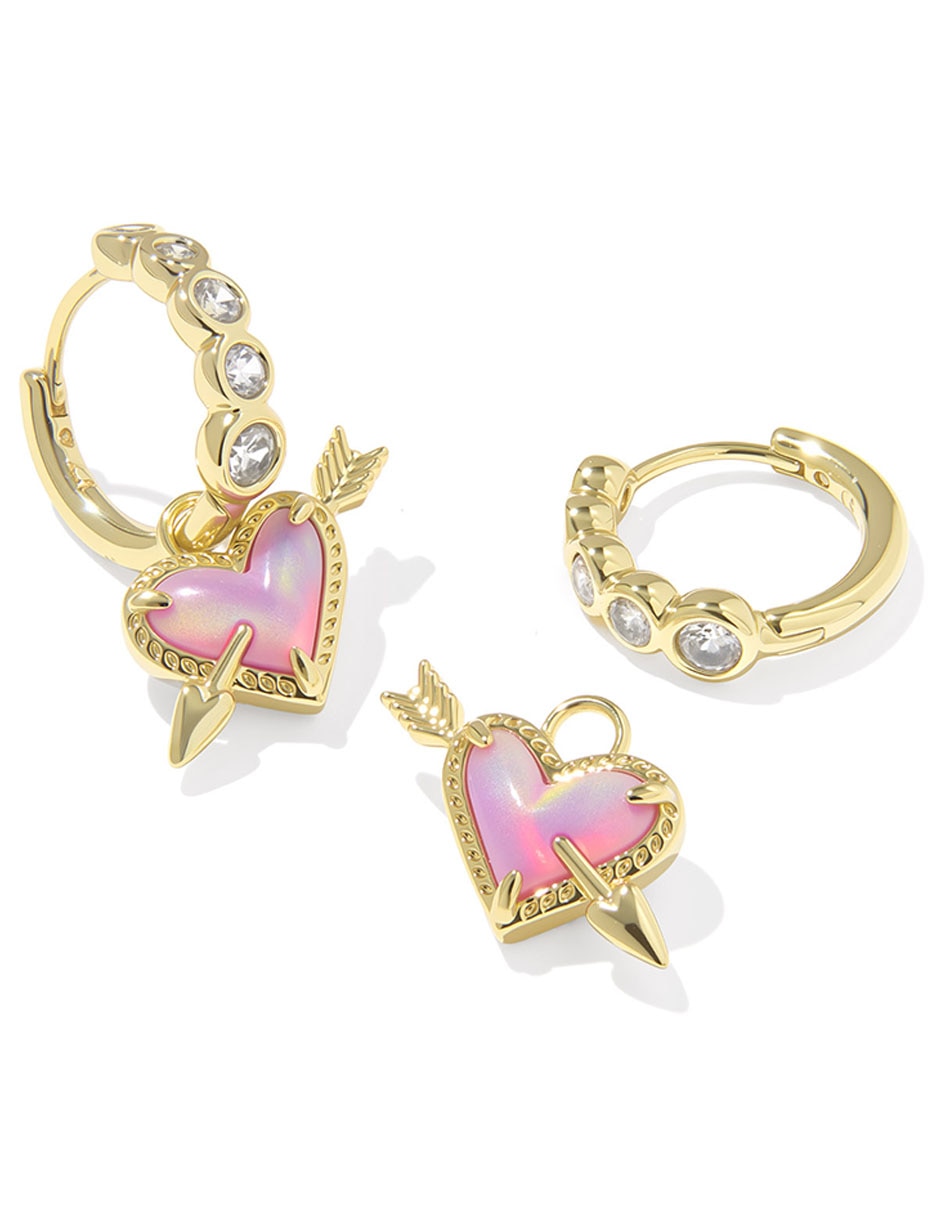 Aretes de aro de flecha Ari con acabado baño de oro 14 K ópalo 2
