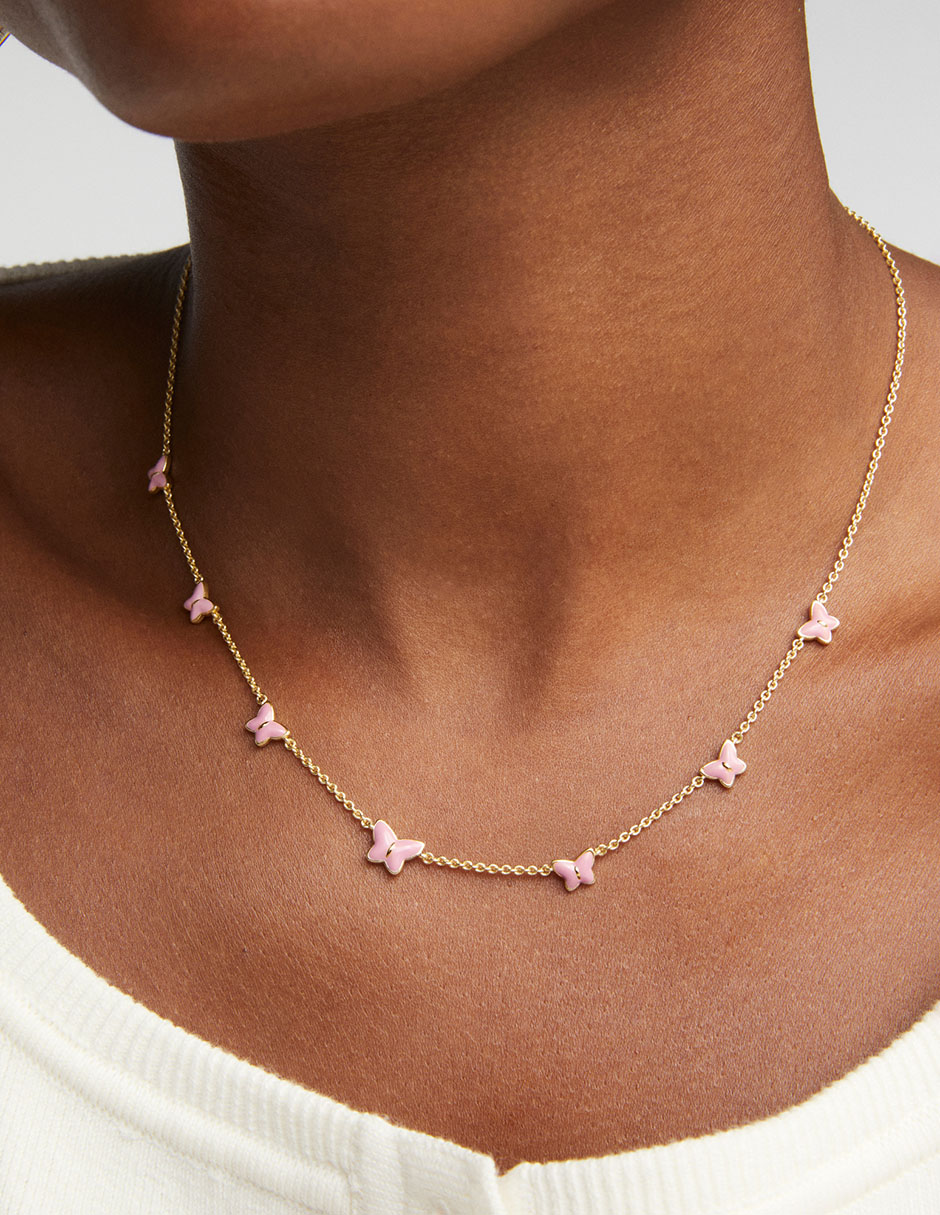 Collar de mariposa Lilia de baño de oro 14 K 4