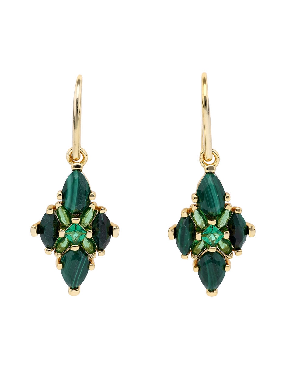 Aretes largos de gota con acabado baño de oro 14 K madre perla Aretes largos de gota con acabado baño de oro 14 K madre perla