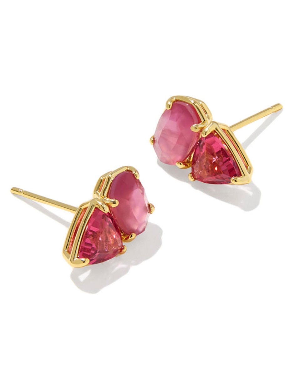 Aretes cortos Tatum con acabado baño de oro 14 K perla de cristal Aretes cortos Tatum con acabado baño de oro 14 K perla de cristal