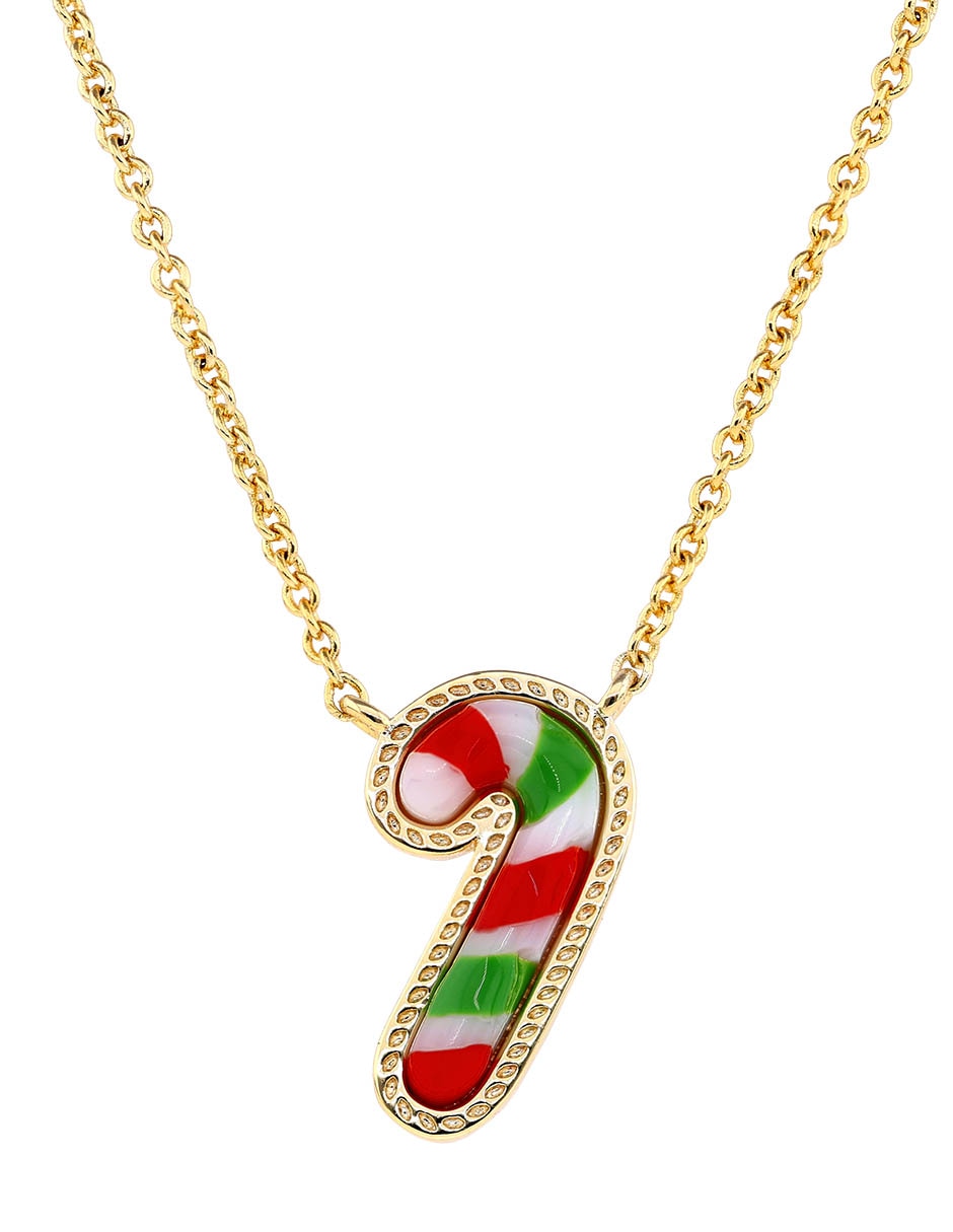 Collar de bastón de dulce baño de oro 14 K