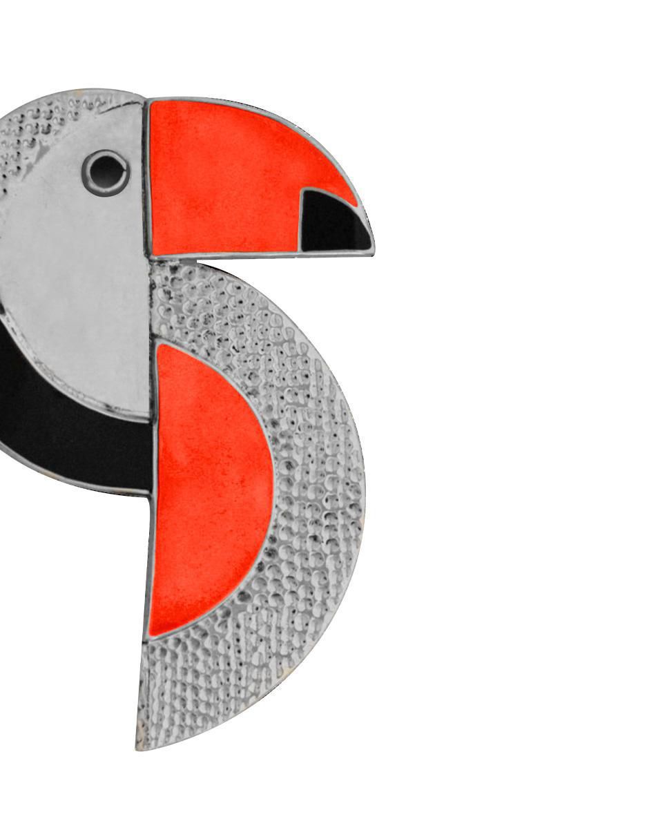 Aretes largos de pájaro Enrique Garcia de plata P925 con acabado brillante 3