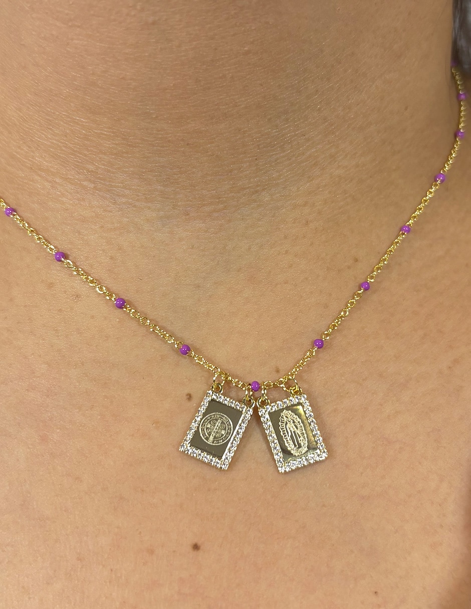 Collar San Benito de baño de oro 14 K 3
