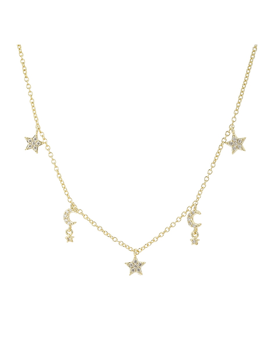 Collar de estrella Estrellas de baño de oro 14 K
