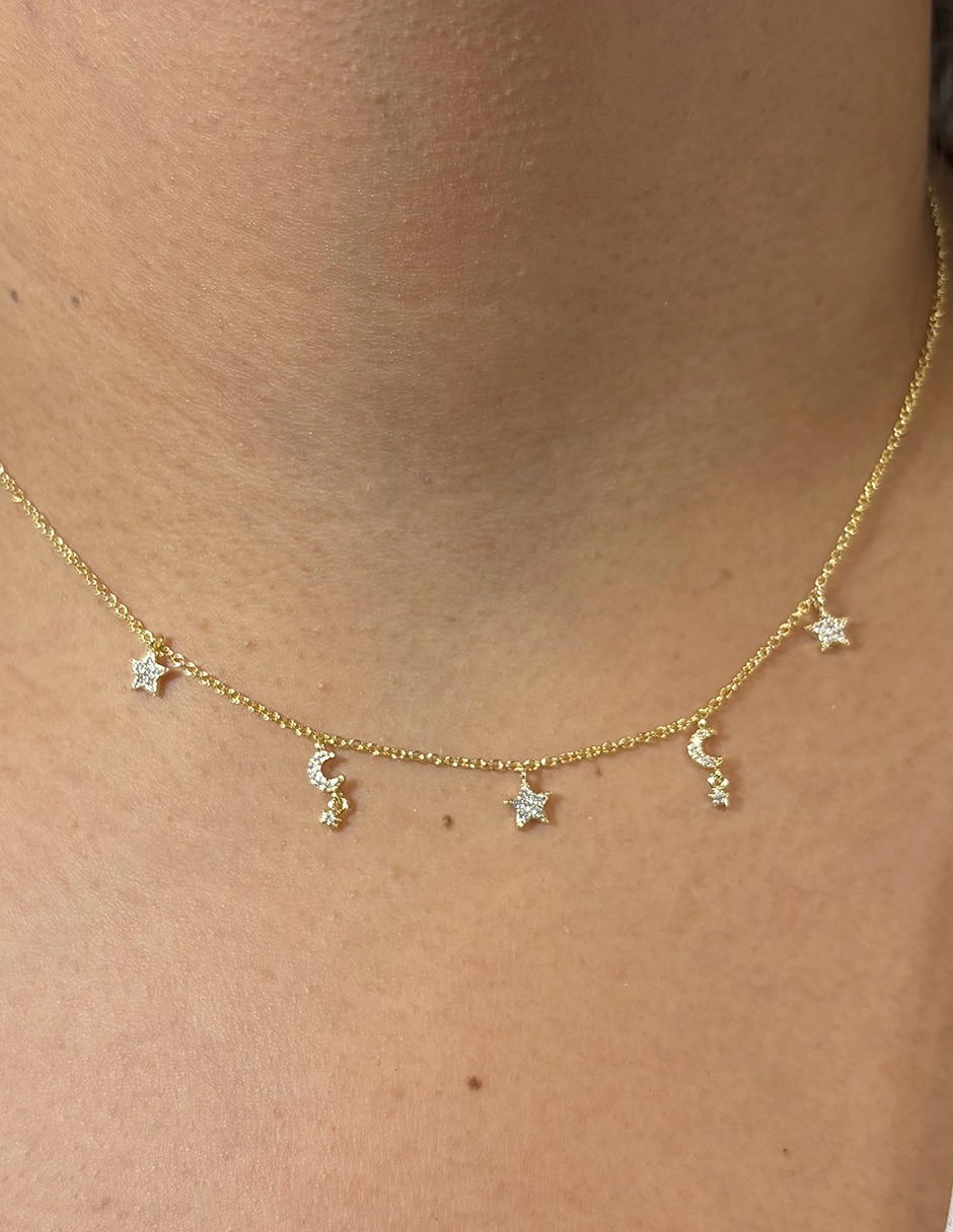 Collar de estrella Estrellas de baño de oro 14 K 3