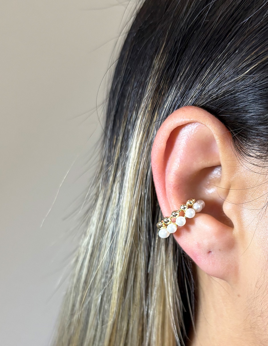 Ear cuff Baño de oro 14 k perla 2