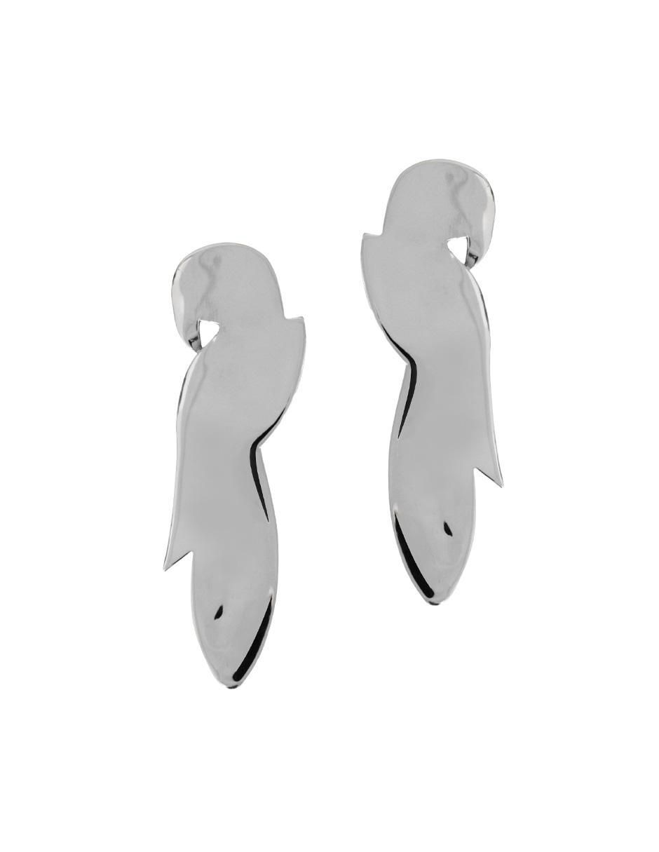 Aretes largos de pájaro Enrique Garcia de plata P925 con acabado brillante 2