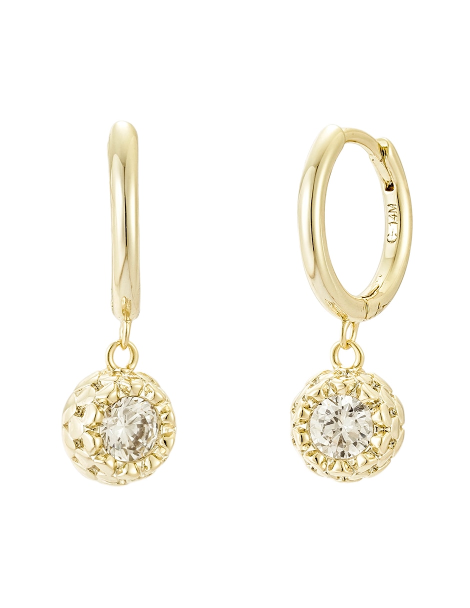 Huggies de flor Flor de Alcachofa baño de oro 14 k zirconia