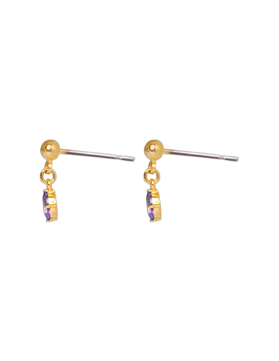 Aretes cortos ovalados con acabado pulido zirconia 3
