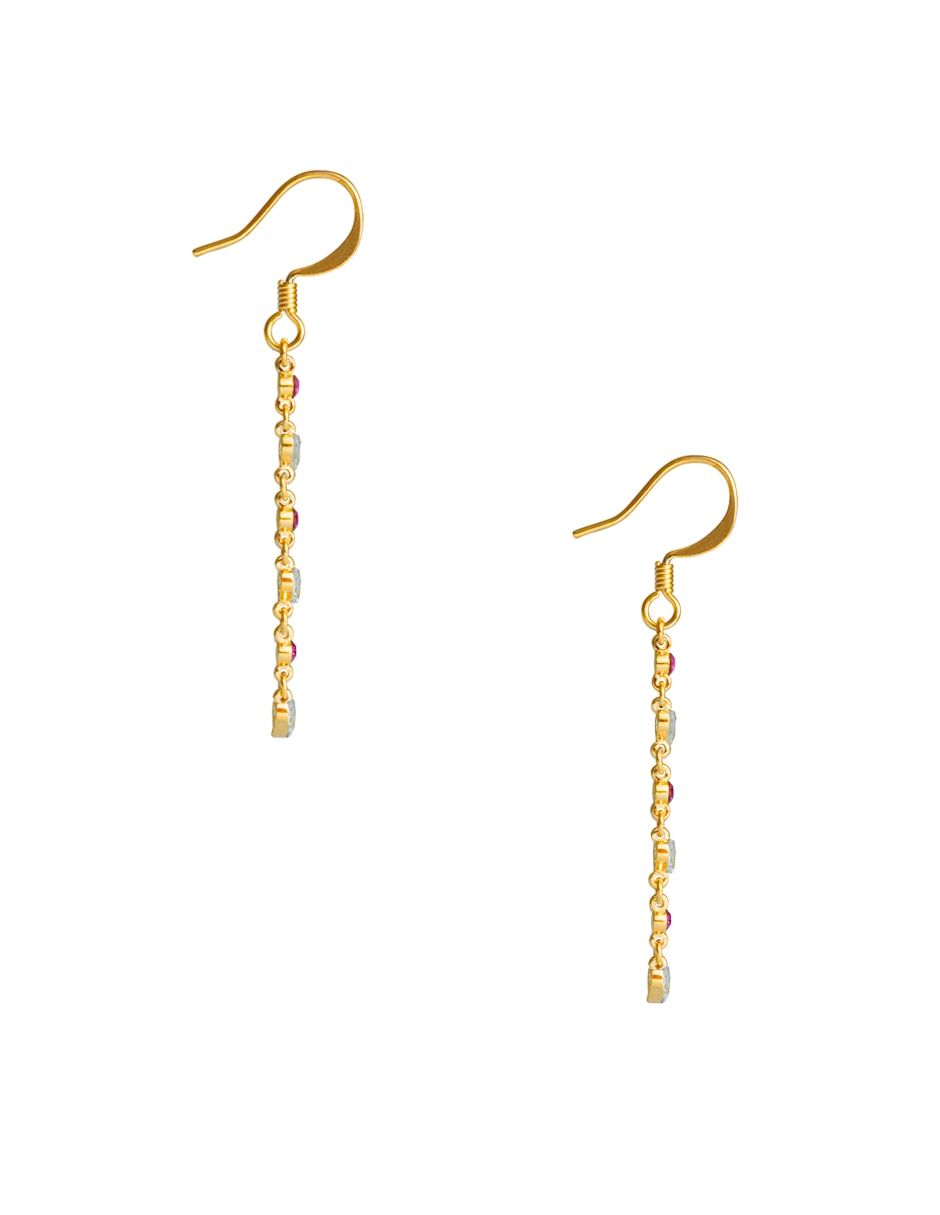 Aretes largos de corazón con acabado pulido zirconia 3