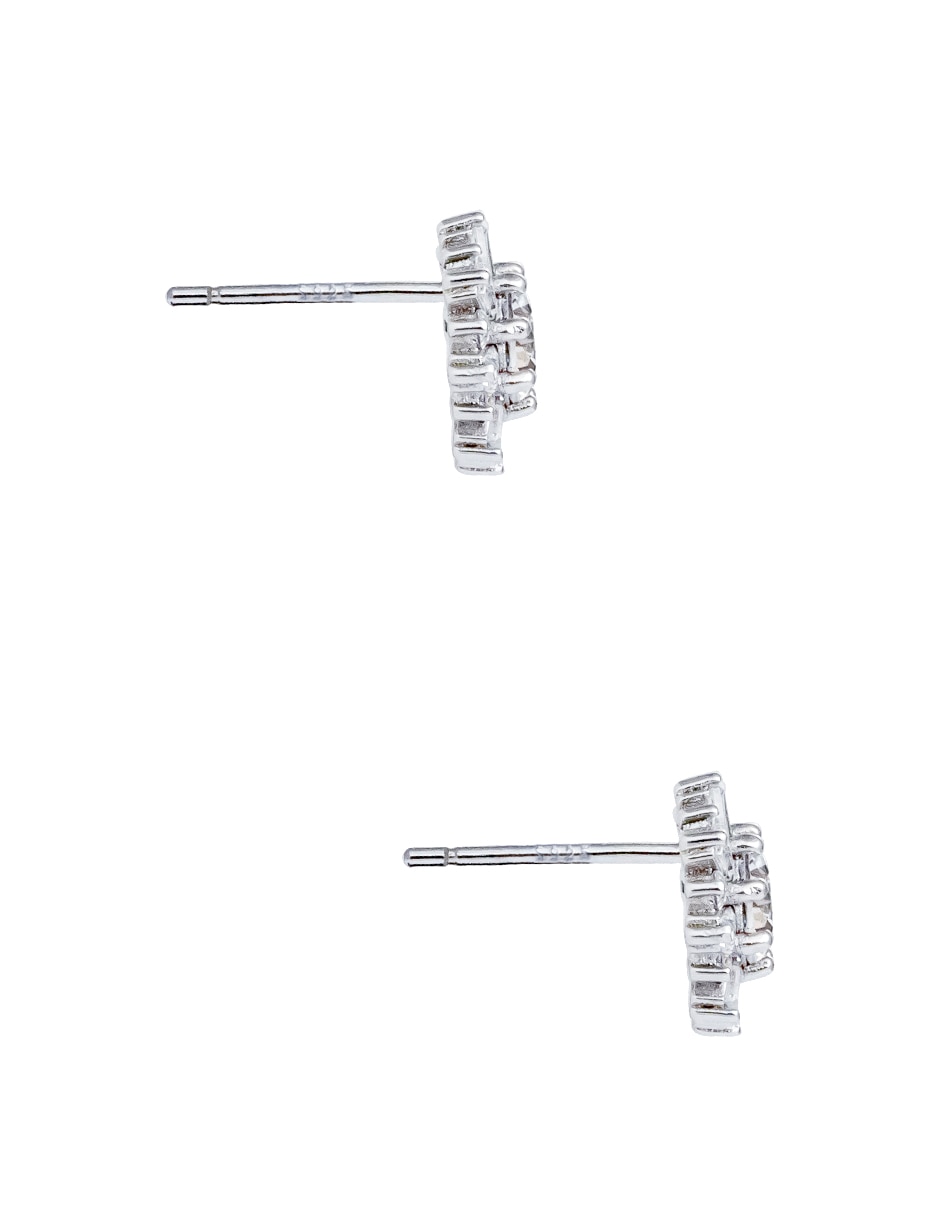 Aretes cortos de copo de nieve Snowflake de plata P925 con acabado pavé zirconia 3