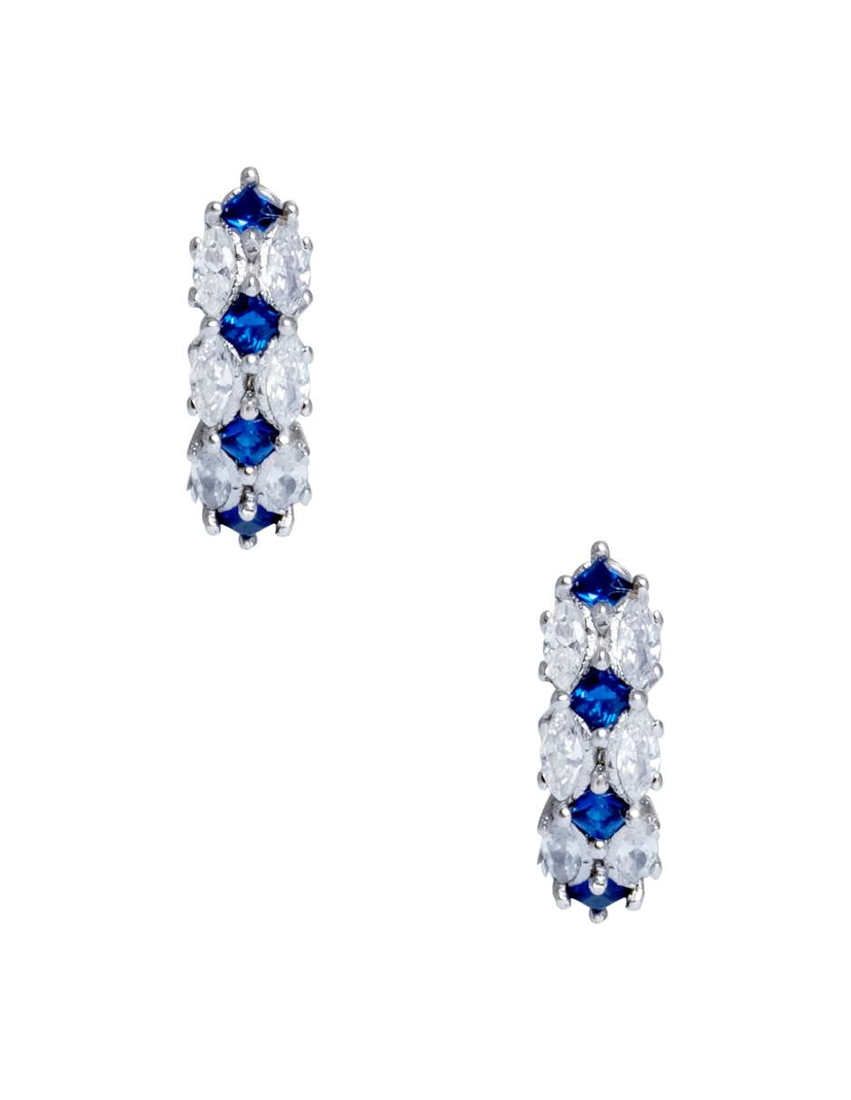 Aretes huggies de plata P925 con acabado pavé zirconia
