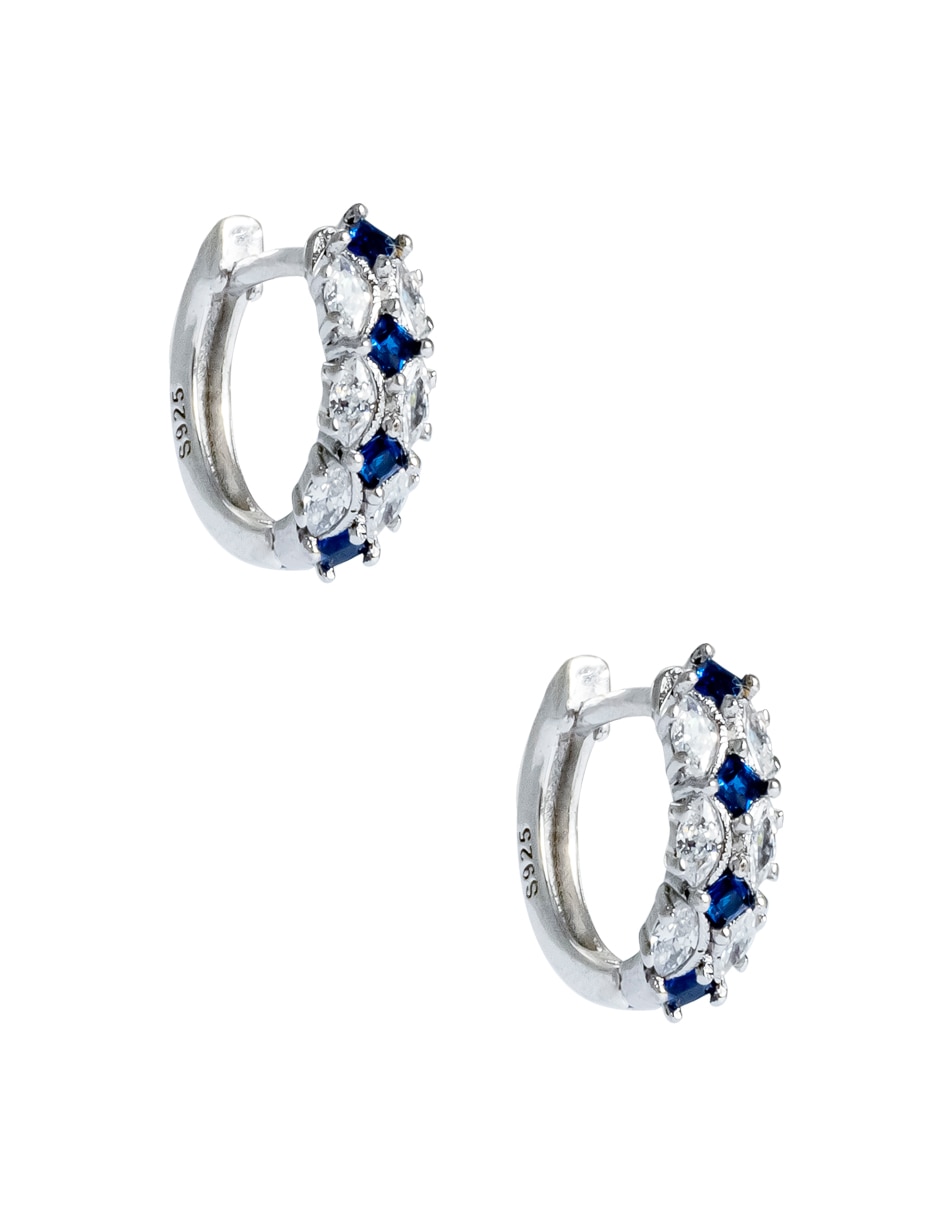 Aretes huggies de plata P925 con acabado pavé zirconia 2