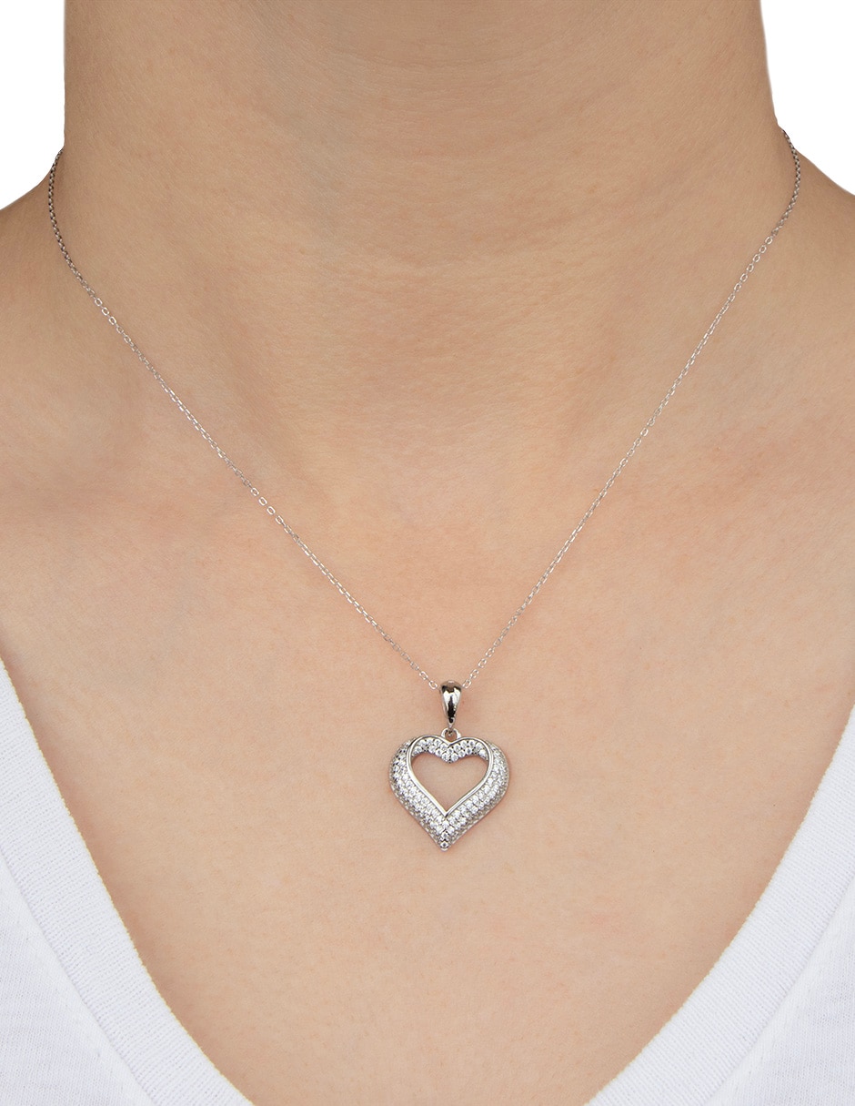 Collar con dije de corazón de plata P 925 3