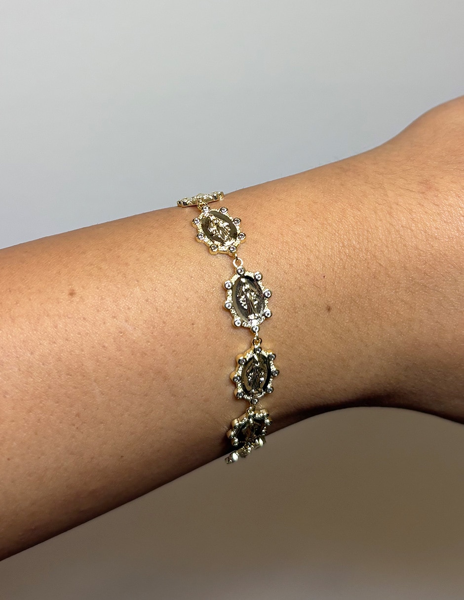 Pulsera 14 k Religiosos con acabado baño de oro 3
