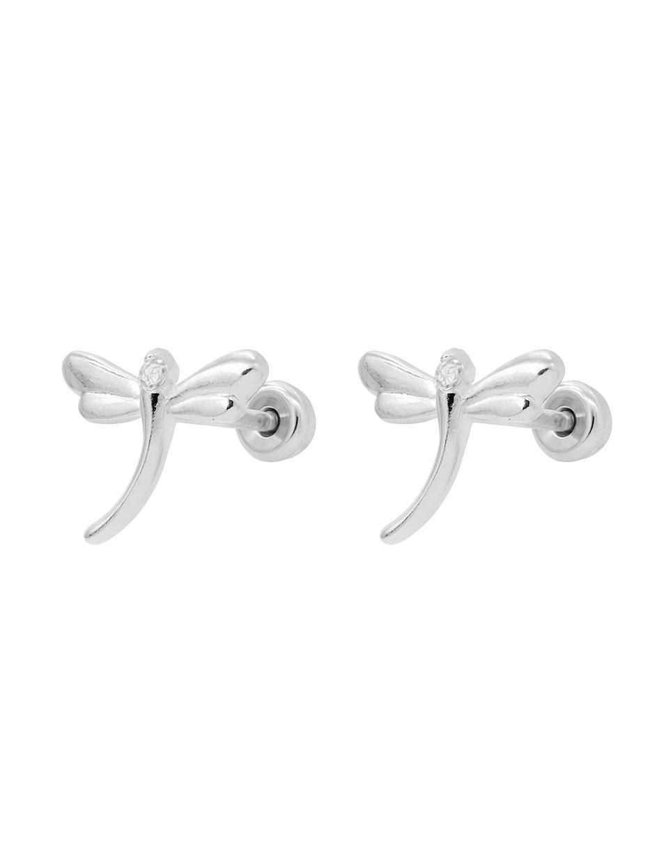 Broqueles de libélula de plata P925 con acabado pulido zirconia 4