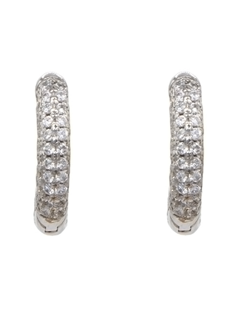 Huggies de plata P 925 con acabado pavé zirconia Huggies de plata P 925 con acabado pavé zirconia