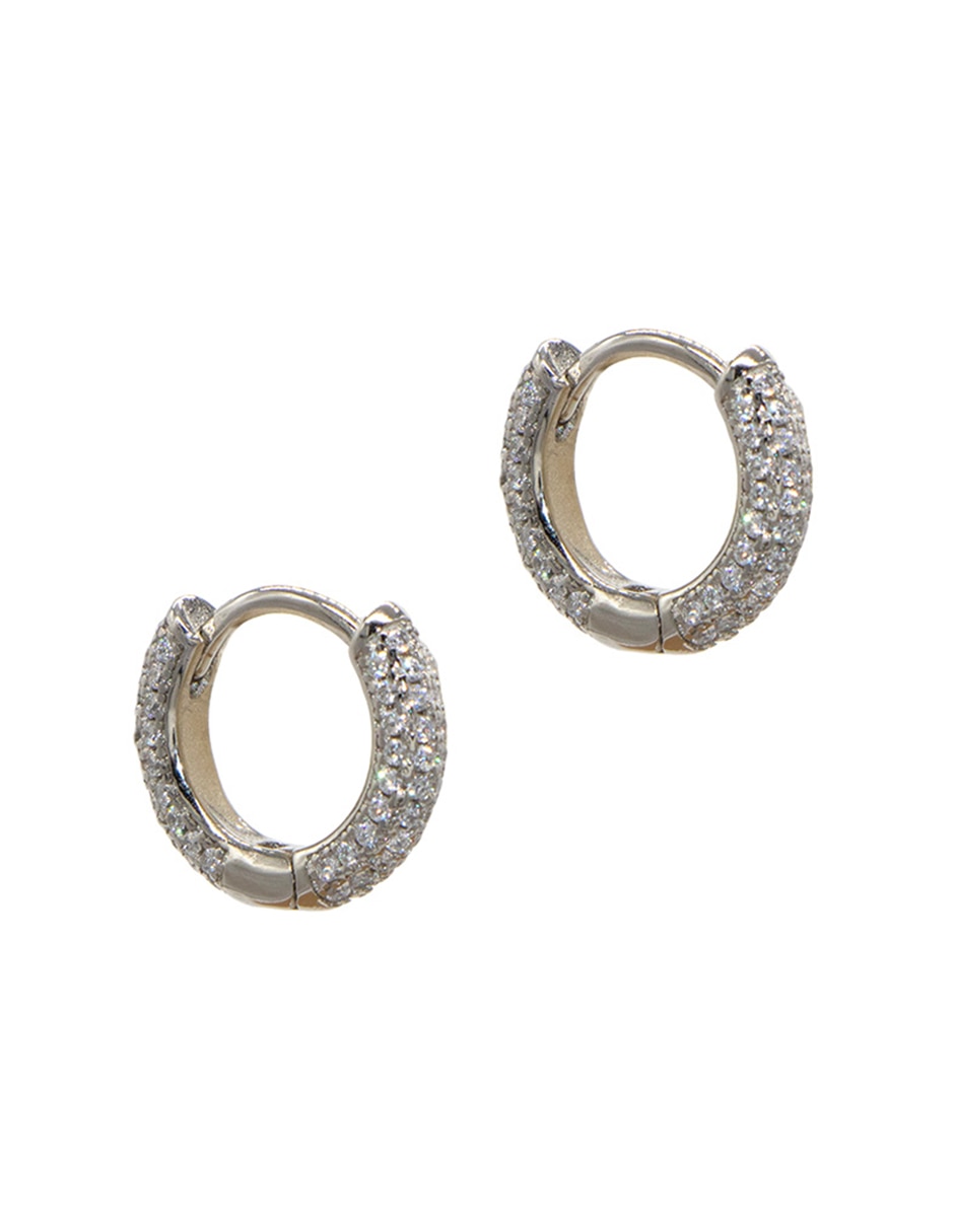 Huggies de plata P 925 con acabado pavé zirconia 2