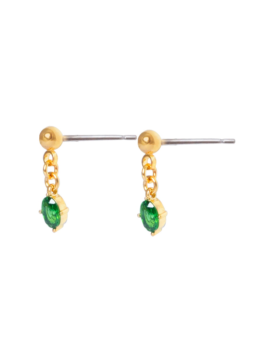 Aretes cortos ovalados con acabado pulido zirconia 2